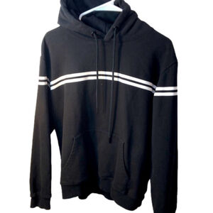 M Zyia Active men's black and white striped hoodie